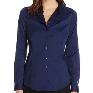 NYDJ Collar Fit Solution Blouse, Knight Blue, Sm.